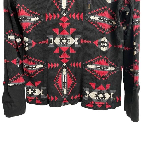 Lauren Ralph Lauren Active Hoodie Women Size M-L Aztec Thermal Sweatshirt Cotton - Picture 5 of 12